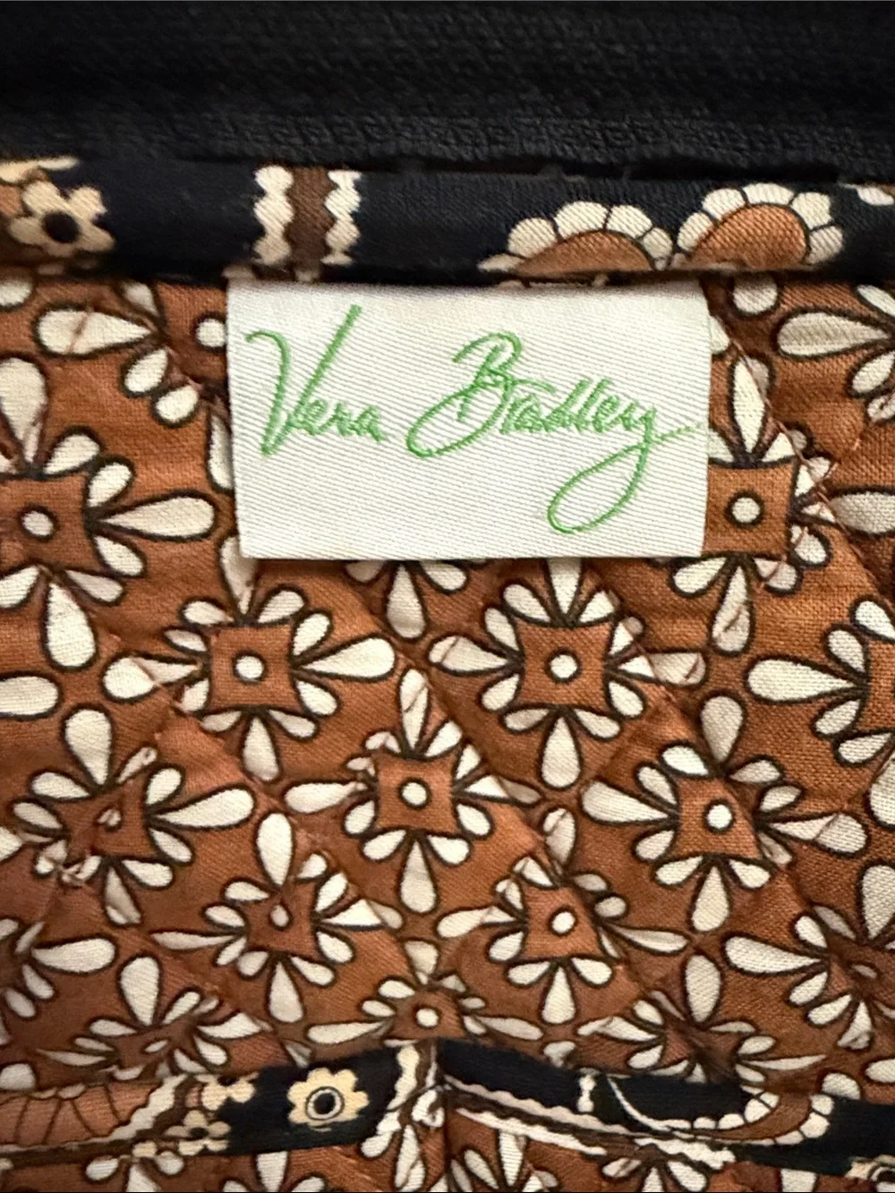 Vera Bradley Black and Gold Paisley Quilted Backpack